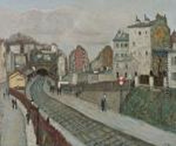 La Gare De Menilmontant Oil Painting by Alphonse Leon Quizet