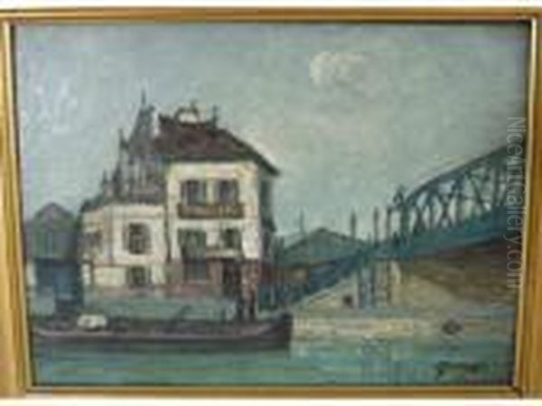 Canal Saint-martin Oil Painting by Alphonse Leon Quizet