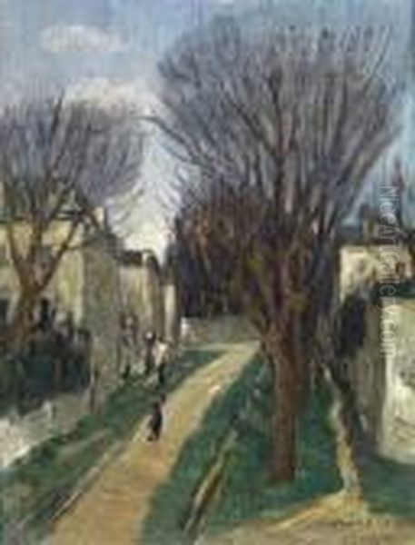 Rue De Village Oil Painting by Alphonse Leon Quizet