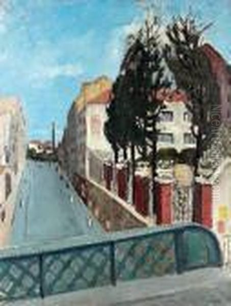 Belleville, L'avenue Vue Du Pont Oil Painting by Alphonse Leon Quizet