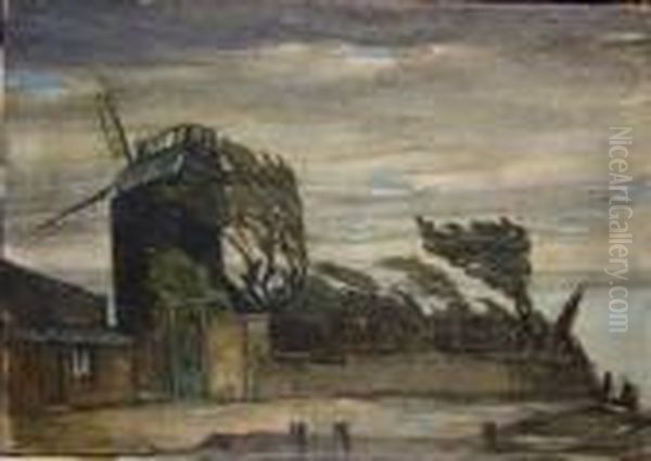 Vue De Montmartre Oil Painting by Alphonse Leon Quizet