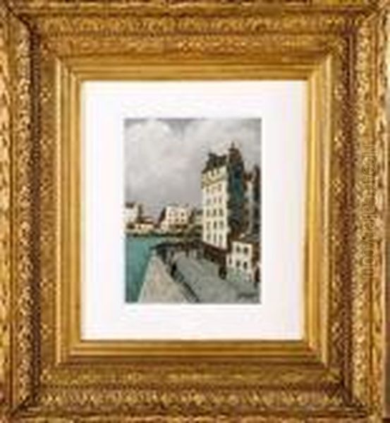 Le Canal Oil Painting by Alphonse Leon Quizet