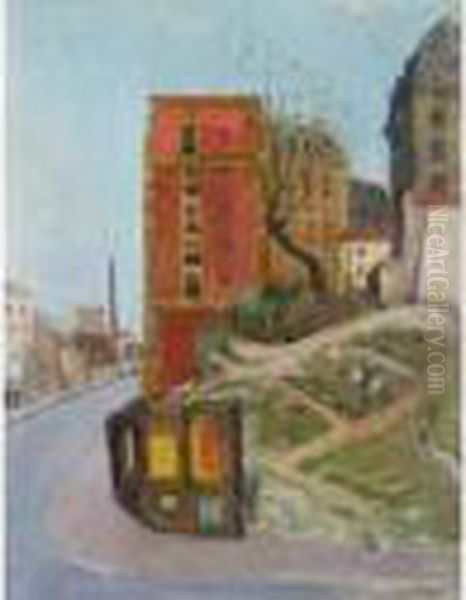 Une Rue, Environs De Paris Oil Painting by Alphonse Leon Quizet