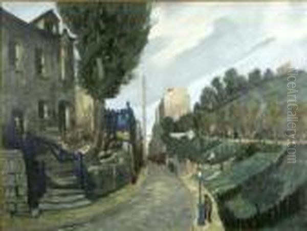 Street Scene Montmartre Oil Painting by Alphonse Leon Quizet