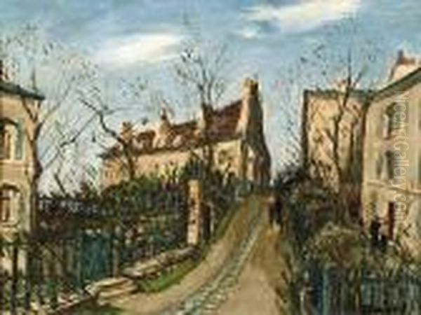 :rue A Montmartre Oil Painting by Alphonse Leon Quizet