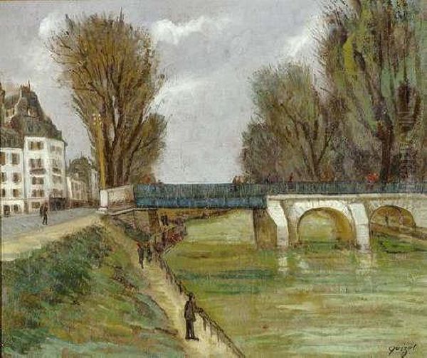 Bord De Seine Oil Painting by Alphonse Leon Quizet