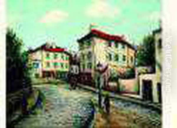 Place Jean-baptiste Clement A Montmartre Oil Painting by Alphonse Leon Quizet