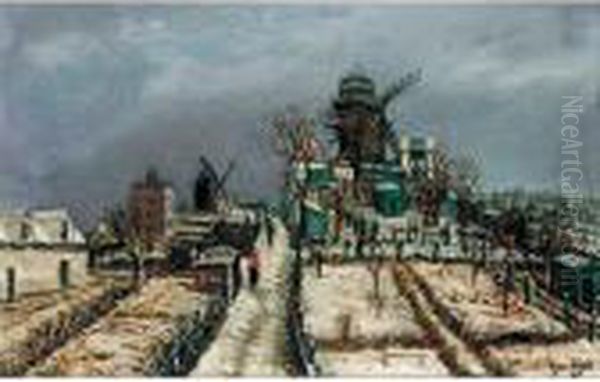 Le Moulin De La Galette A Montmartre Oil Painting by Alphonse Leon Quizet