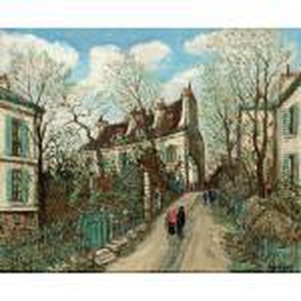 Promenade D'automne, Montmartre Oil Painting by Alphonse Leon Quizet