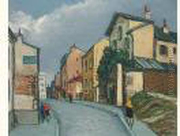 Vieille Rue A Montmartre Oil Painting by Alphonse Leon Quizet