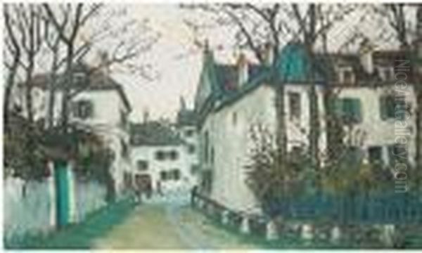 Rue De Village Oil Painting by Alphonse Leon Quizet
