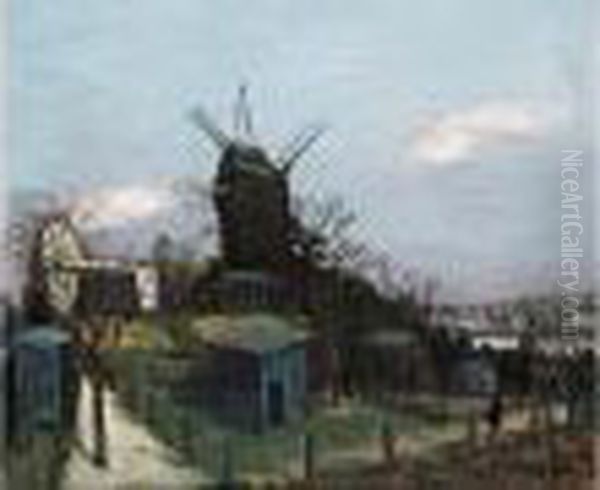 Le Moulin De La Galette Oil Painting by Alphonse Leon Quizet