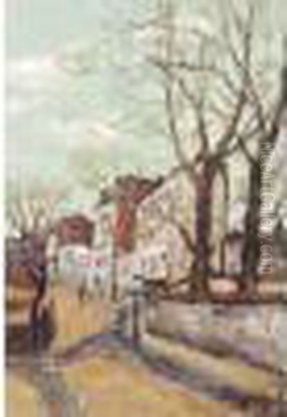 Vue De Montmartre. Oil Painting by Alphonse Leon Quizet