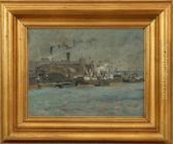 View Of Copenhagen Harbor Oil Painting by Victor H.W. Qvistorff