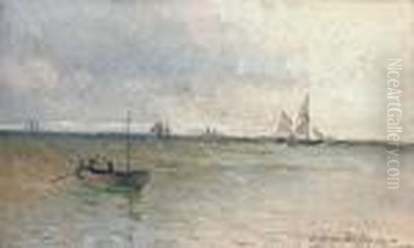 Various Ships On A Cloudy Day Oil Painting by Victor H.W. Qvistorff