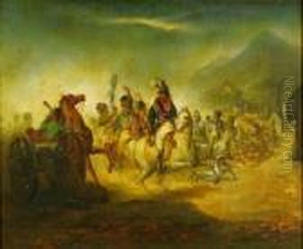 Equestrian Battle Scene Oil Painting by Auguste Raffet