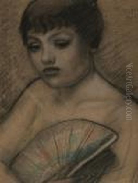 Femme A L'eventail Oil Painting by Armand Rassenfosse