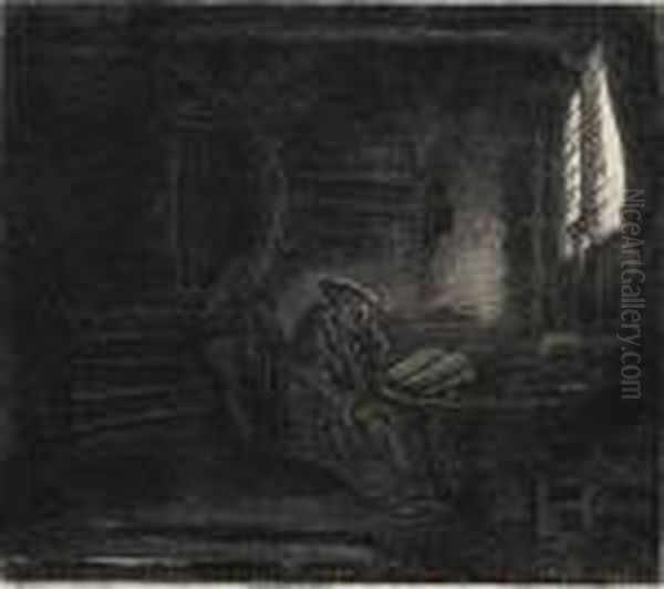 St.jerome In A Dark Chamber Oil Painting by Rembrandt Van Rijn
