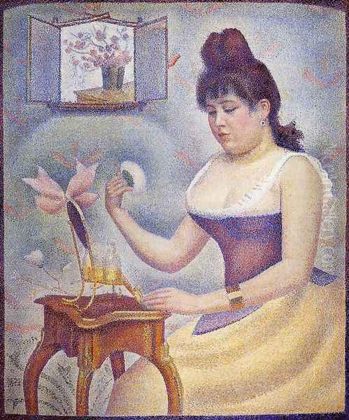 Young Woman Powdering Herself Oil Painting by Georges Seurat