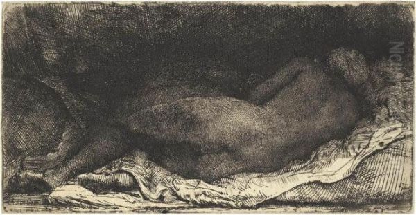 Negress Lying Down Oil Painting by Rembrandt Van Rijn