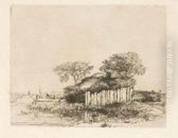 Die Hutte Hinter Dem Plankenzaun Oil Painting by Harmenszoon van Rijn Rembrandt