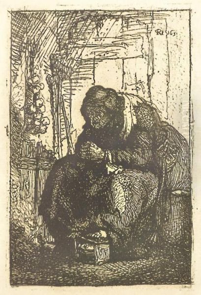 Old Woman With Bag Of Onions Oil Painting by Rembrandt Van Rijn