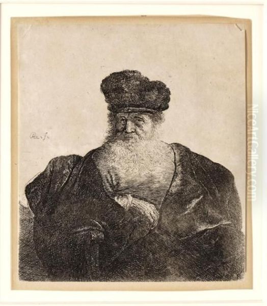 Hombre Viejo Con Barba Y Sombrero De Terciopelo Oil Painting by Harmenszoon van Rijn Rembrandt