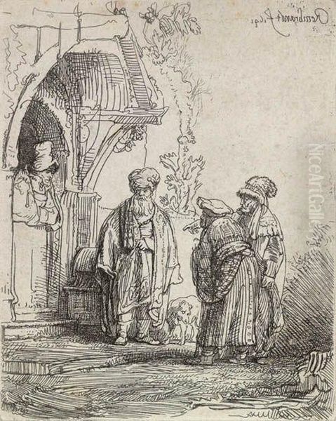 Three Oriental Figures Oil Painting by Harmenszoon van Rijn Rembrandt