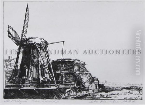 Ruined Windmill Oil Painting by Rembrandt Van Rijn