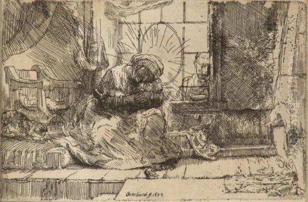 La Sagrada Familia Con El Gato Oil Painting by Harmenszoon van Rijn Rembrandt