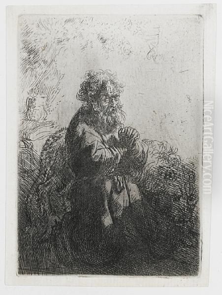 St Jerome Kneeling In Prayer Looking Down Oil Painting by Harmenszoon van Rijn Rembrandt