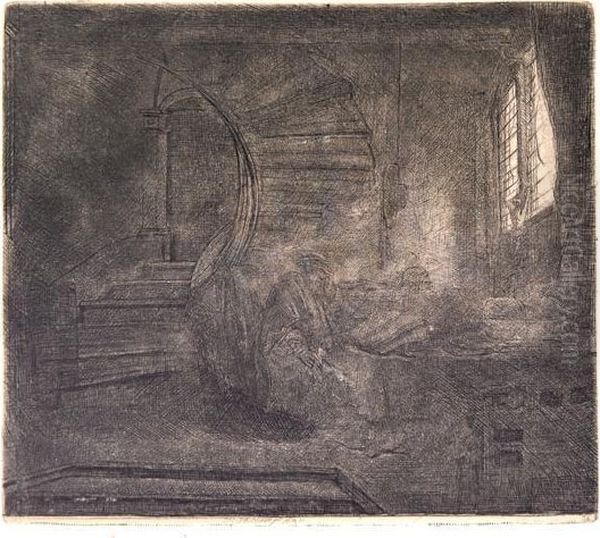 St. Jerome In A Dark Chamber. Oil Painting by Rembrandt Van Rijn