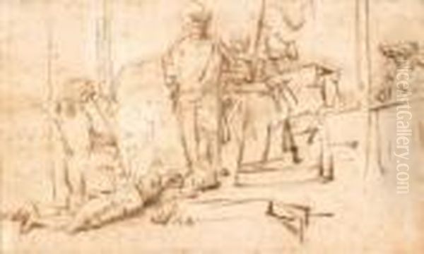 Scene De Jugement Oil Painting by Rembrandt Van Rijn