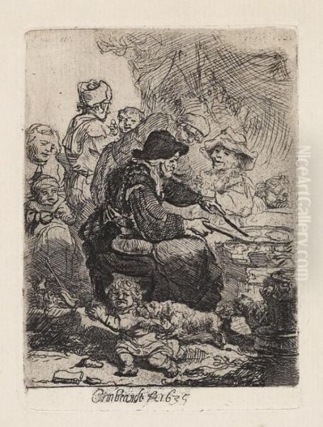 Die Pfannkuchenbackerin Oil Painting by Harmenszoon van Rijn Rembrandt