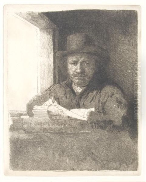 Self Portrait With Hat Oil Painting by Rembrandt Van Rijn