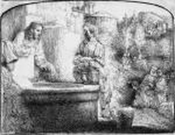 Christus Und Die Samariterin, Im Querformat Oil Painting by Rembrandt Van Rijn