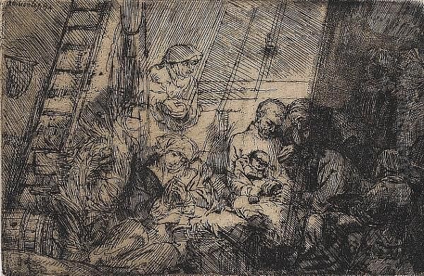 The Adoration Of The Shepherds With A Lamp (bartsch 45) Oil Painting by Harmenszoon van Rijn Rembrandt