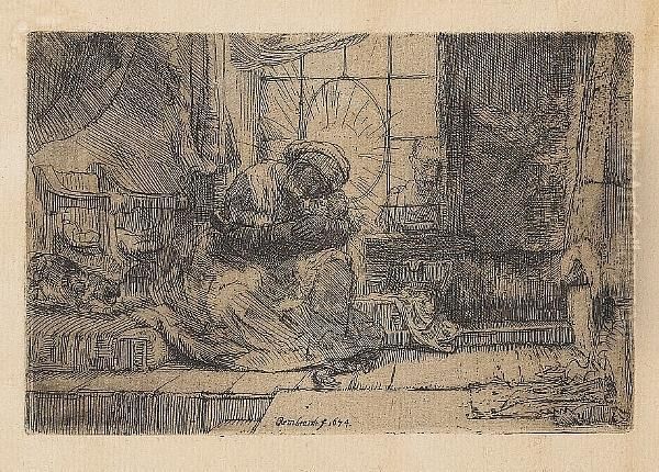 The Flight Into Egypt : Crossing The Brook (bartsch 55) Oil Painting by Rembrandt Van Rijn