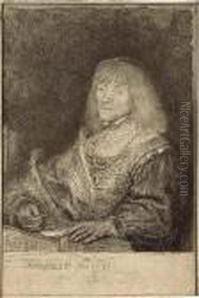 A Man At A Desk Wearing A Cross And Chain Oil Painting by Harmenszoon van Rijn Rembrandt
