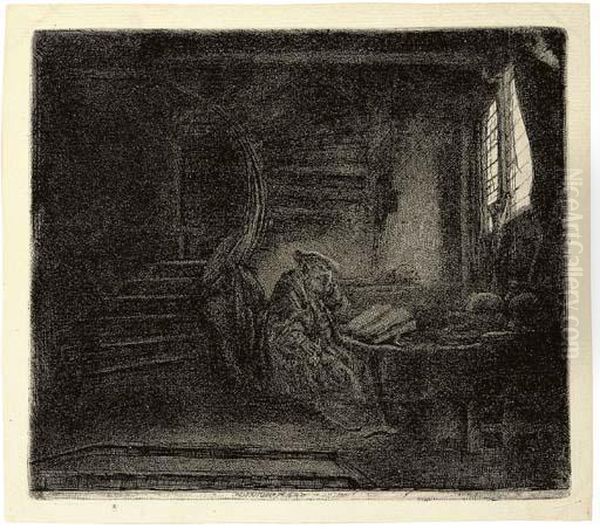 Saint Jerome In A Dark Chamber Oil Painting by Harmenszoon van Rijn Rembrandt
