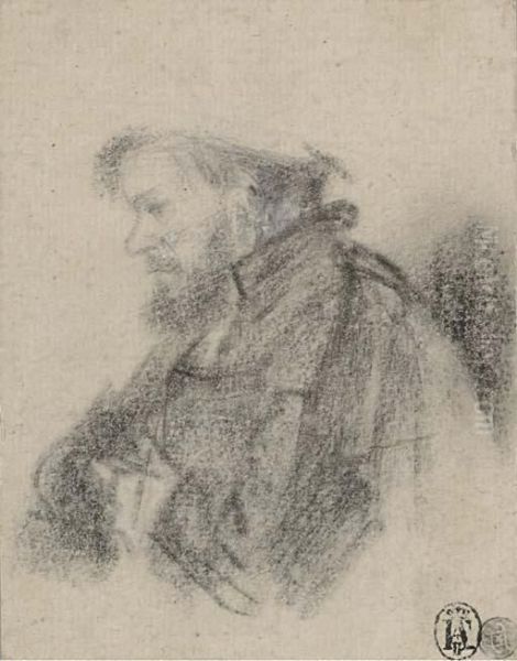 A Bearded Man, Half-length, In Profile To The Left Oil Painting by Rembrandt Van Rijn