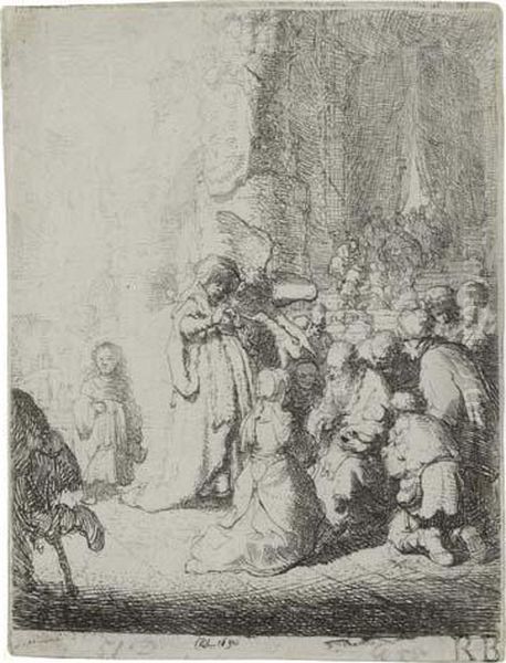 The Presentation In The Temple With An Angel: Smallplate Oil Painting by Rembrandt Van Rijn