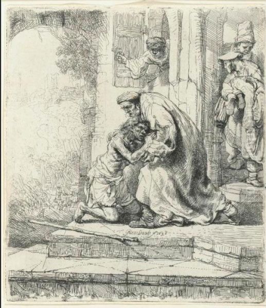 The Return Of The Prodigal Son (b., Holl. 91; H. 147; Bb. 36-d) Oil Painting by Rembrandt Van Rijn