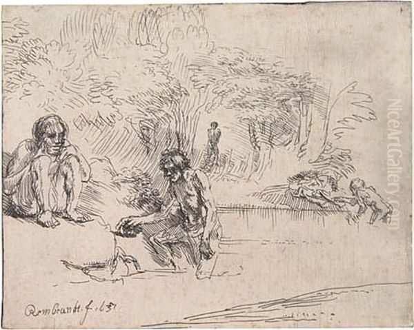 The Bathers Oil Painting by Rembrandt Van Rijn