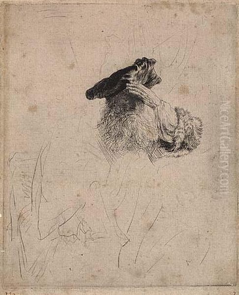 An Old Man Shading His Eyes With His Hand Oil Painting by Rembrandt Van Rijn