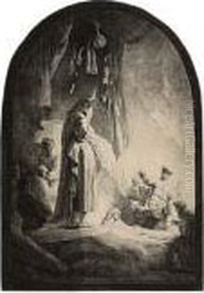 The Raising Of Lazarus: The Larger Plate Oil Painting by Rembrandt Van Rijn