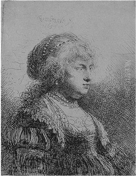 Saskia With Pearls In Her Hair (b., Holl.347; H.112; Bb.34-c) Oil Painting by Rembrandt Van Rijn