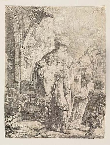 Abraham Casting Out Hagar And Ishmael<</b> Oil Painting by Harmenszoon van Rijn Rembrandt
