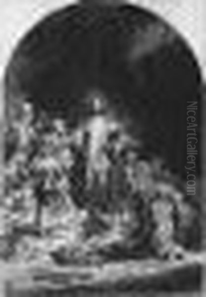 The Hundred Guilder Print: Four Prints (b., Holl.74; H.236; Bb.49-i) Oil Painting by Rembrandt Van Rijn