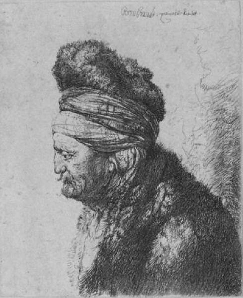 The Second Oriental Head (b., Holl. 287; H. 132; Bb. 35-4) Oil Painting by Rembrandt Van Rijn